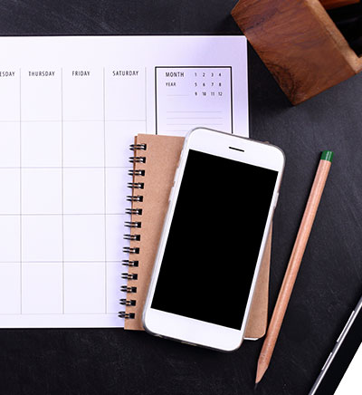 Smartphone on a calendar