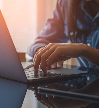 Person working on a laptop