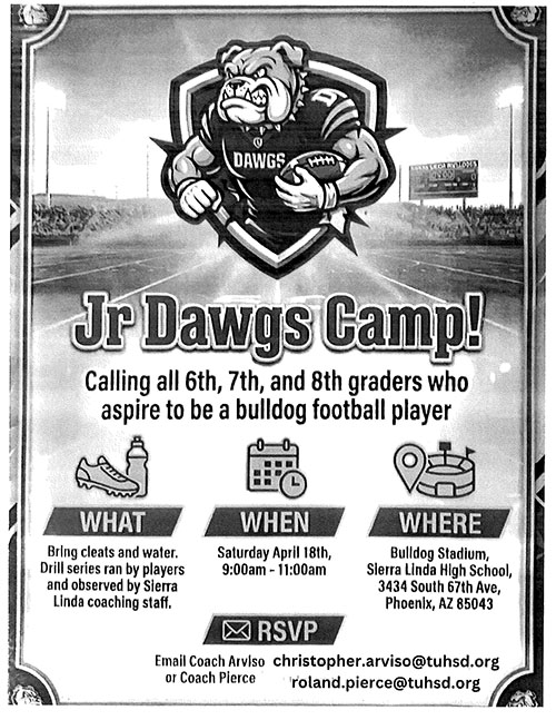 Jr Dawgs Camp flyer