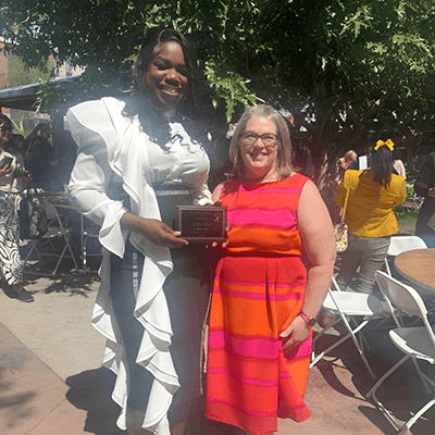 Ms. Tara Bent receiving 2026 WVMS Teacher of the Year award