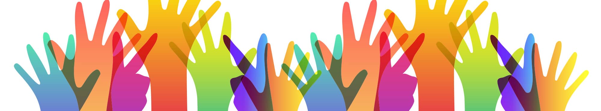 Colorful drawing of hands in the air