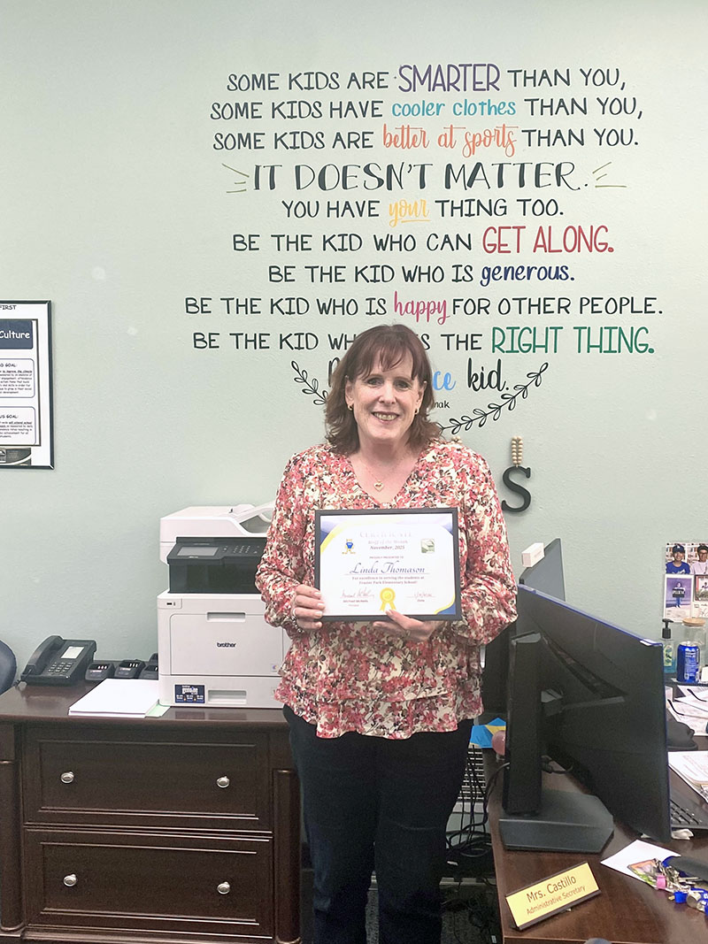 Staff of the month at Frazier Park Elementary, Mrs. Linda Thomason, TK teacher