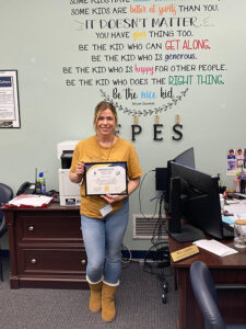 Employee of the month at Frazier Park Elementary, Ms. Brianna Griffin, first-grade teacher