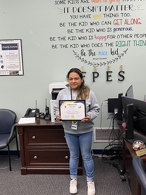 Staff of the month at Frazier Park Elementary, Mrs. Ana Pacheco, EL Aide