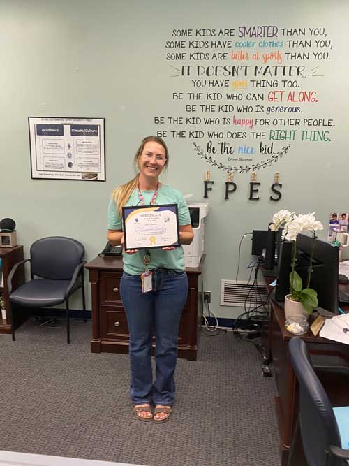 Staff of the month at Frazier Park Elementary, Miss Maureen Sherfey