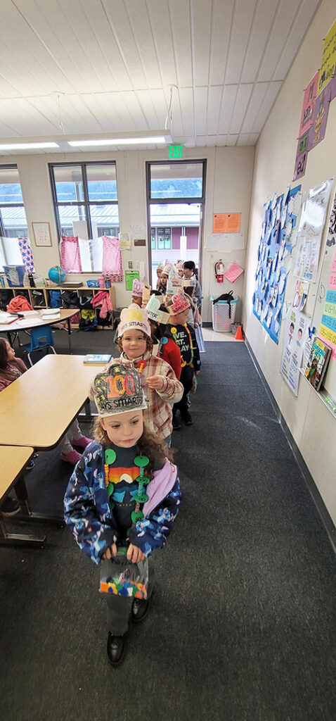 TK and kindergarten students parading in the classroom