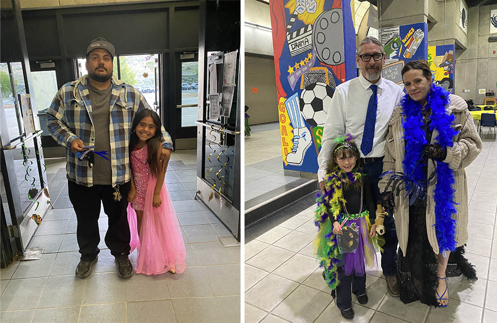 Photo collage of parents and students arriving to the VIP Royal Ball