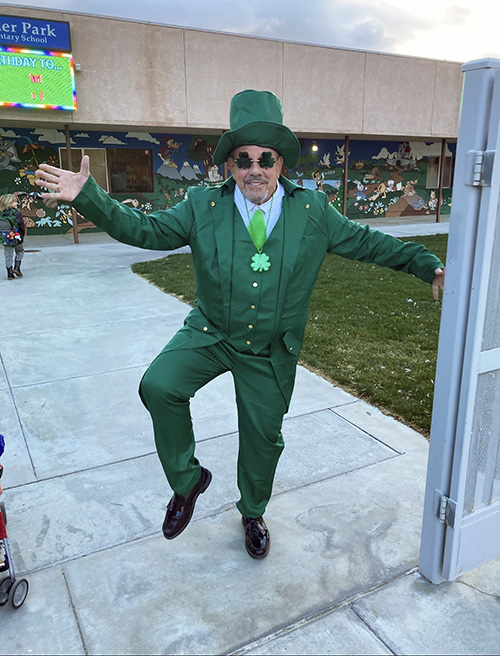 Principal McNelis dressed as a leprechaun