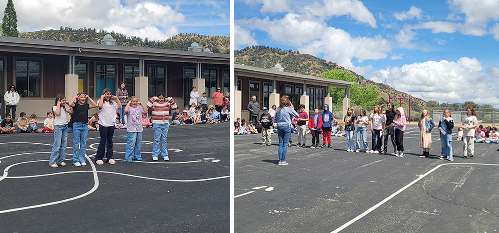 Photo collage of students engaged in a fun pep rally