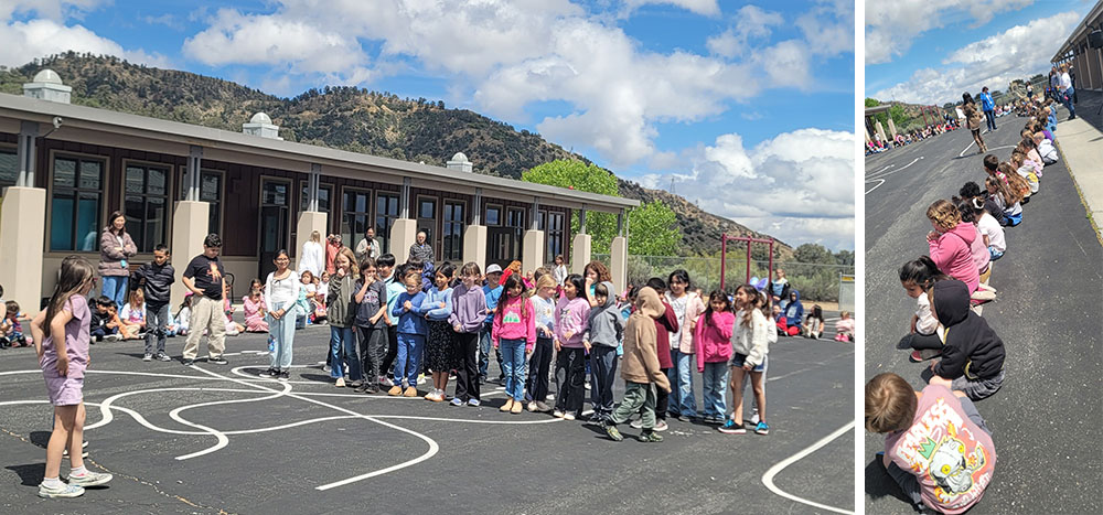 Photo collage of students engaged in an outside pep rally