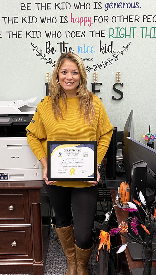 Staff of the month at Frazier Park Elementary, Mrs. Elerina Castillo, Administrative Secretary