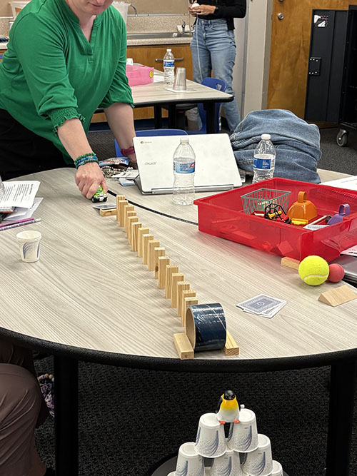 Table full of STEAM learning activities
