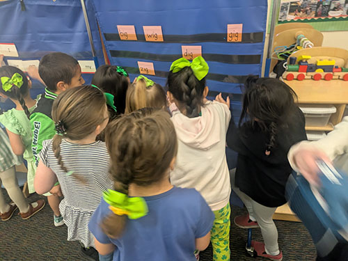 Students working on a word activity