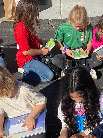 students reading books