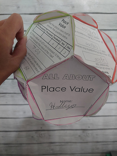 Close-up of a paper bloom project