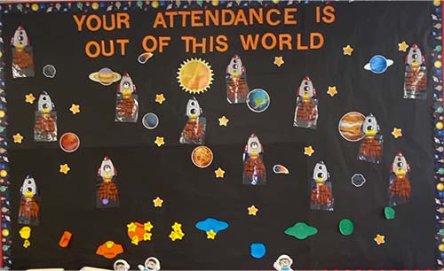 Poster reading your attendance is out of this world