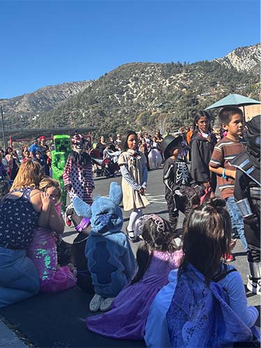 Students walking in a costume parade