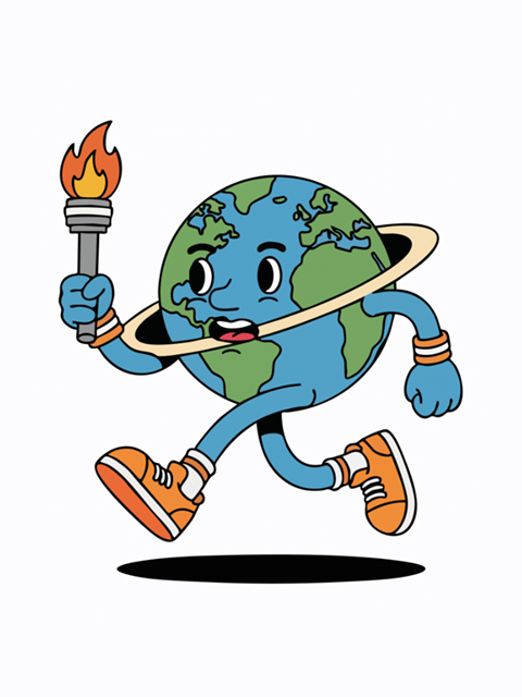 transport1 Cartoon earth running with torch
