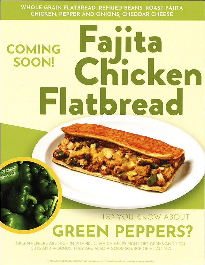 Coming Soon! Fajita Chicken Flatbread flyer