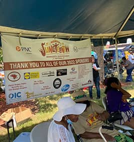 Poster at Juneteenth event