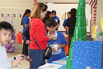 Students at a school fair