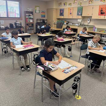 Students working in class