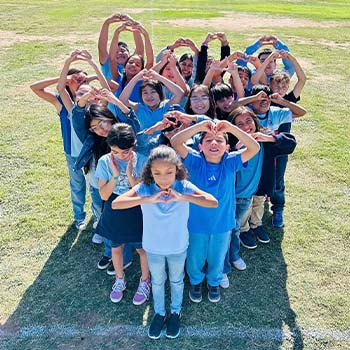 Students outside in a group