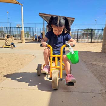 Student riding a bike