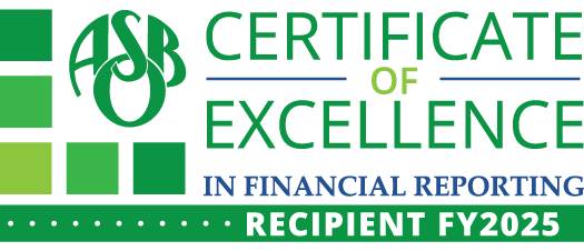 Certificate of Excellence in Financial Reporting Recipient FY2025