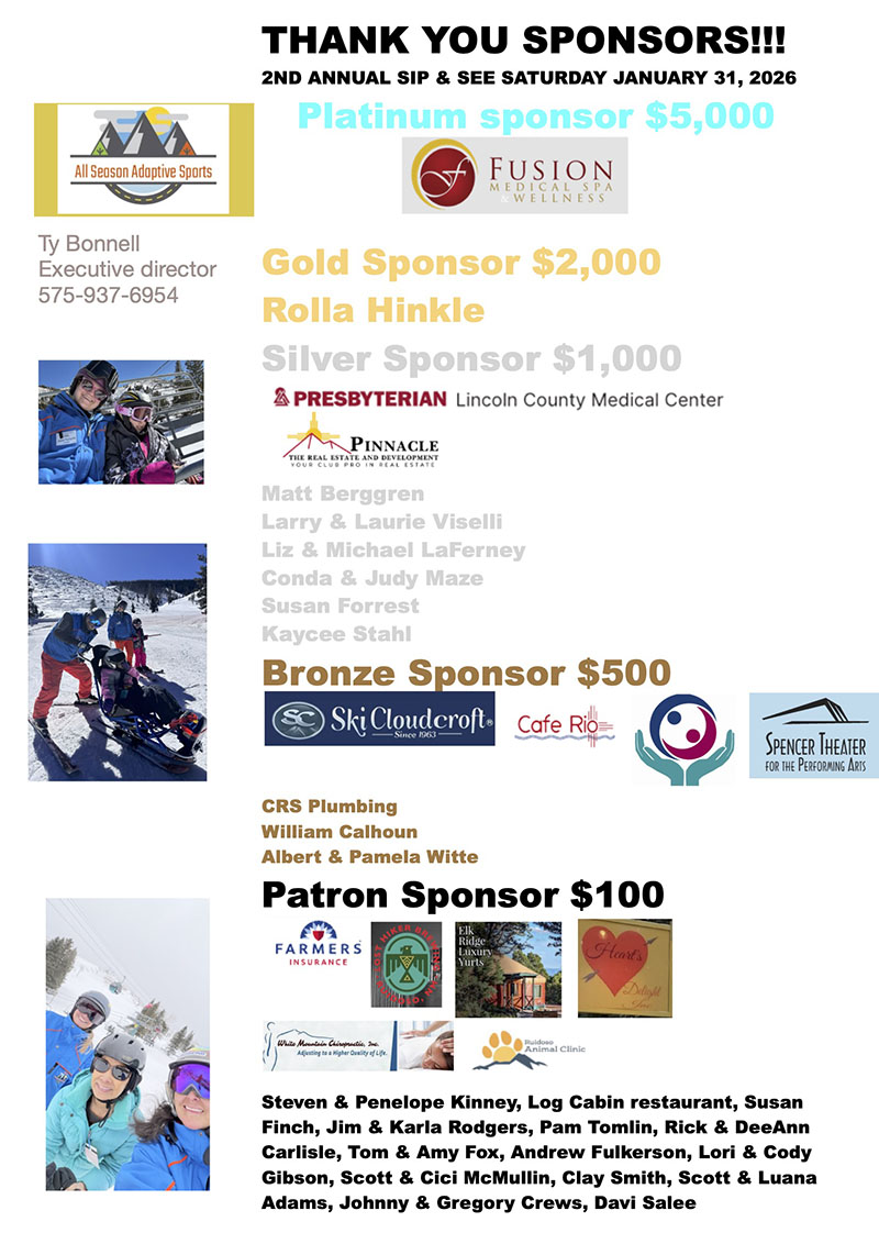 Thank You Sponsors! 2nd Annual SIP & SEE Saturday, January 31, 2026 flyer